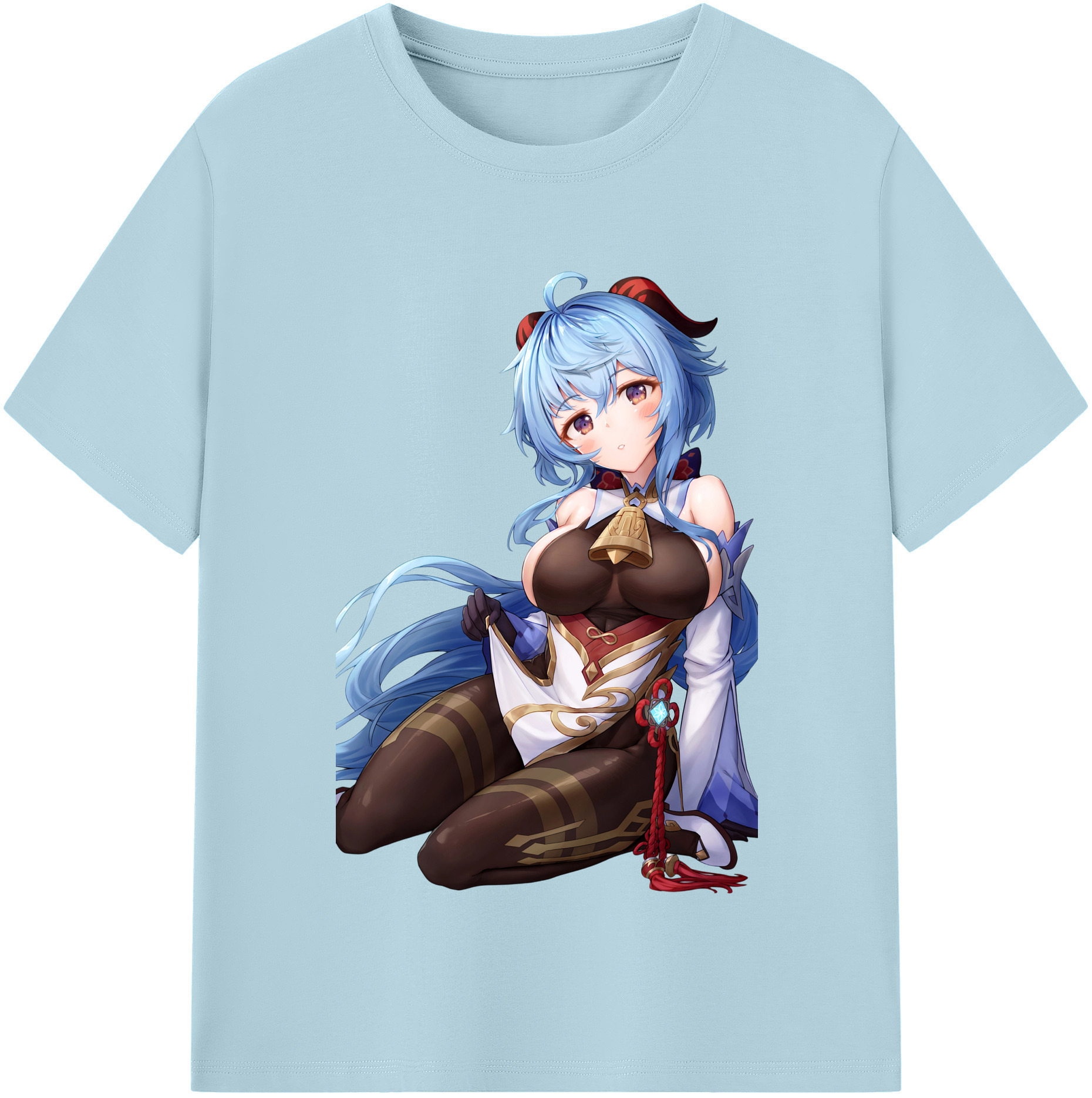 げんし神 甘雨 かんう genshin Ganyu 綿100％半袖Tシャツ（フロントプリント）